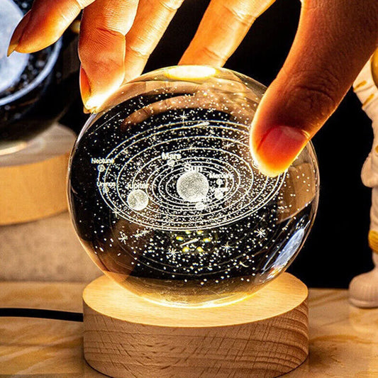 3D Crystal Solar System Night Light